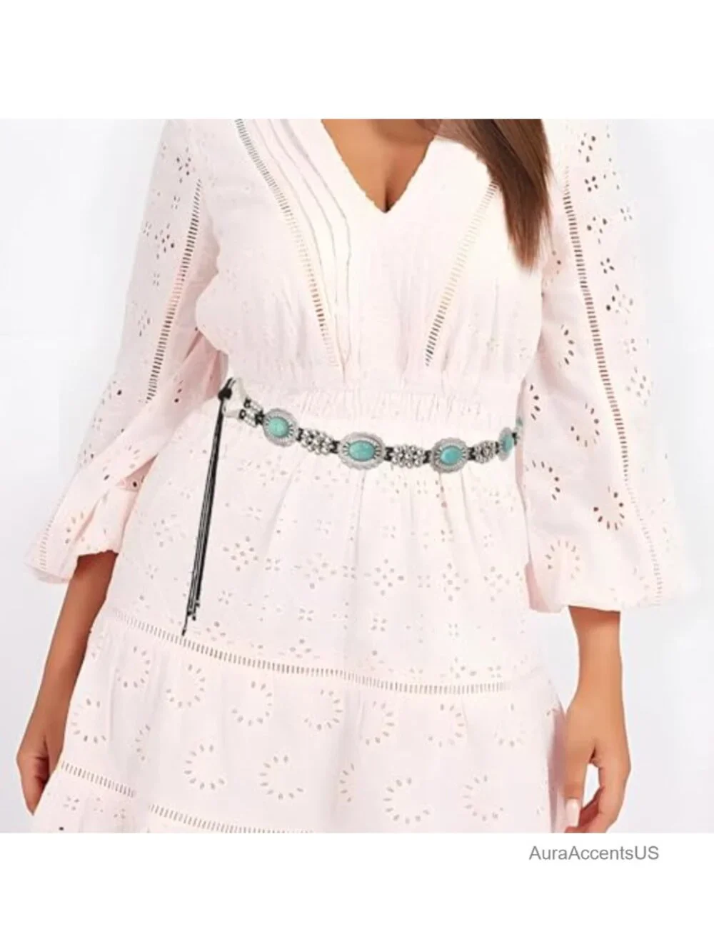 Concho Turquoise Chain Belt Women's Western Belts Cowgirl Waist Belt Dresses
